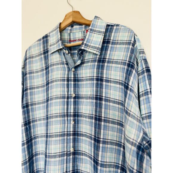 REPORT COLLECTION Linen Blend Button Down Shirt Sz XXL Woven Resort Vacation - Picture 6 of 11